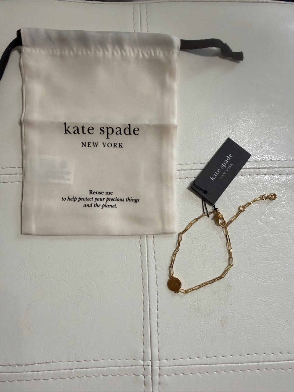 kate spade Gold Rectangular Link Bracelet with Charm